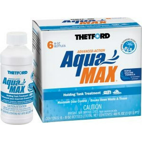Thetford Waste Holding Tank Treatment 96634 AquaMax; Biological Treatment Used To Break Down Waste And Tissue; Without Formaldehyde Or Bronopol; With Spring Showers Deodorant; Without Lubricant