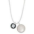 thumbnail image 1 of Delight Jewelry Silvertone White Paw on Black Disc To the World You are a Mother Locket Necklace, 1 of 4
