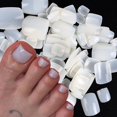 thumbnail image 2 of 100 piezas de uñas postizas cuadradas de cobertura total, uñas postizas acrílicas artificiales blancas naturales para pies, 2 of 4