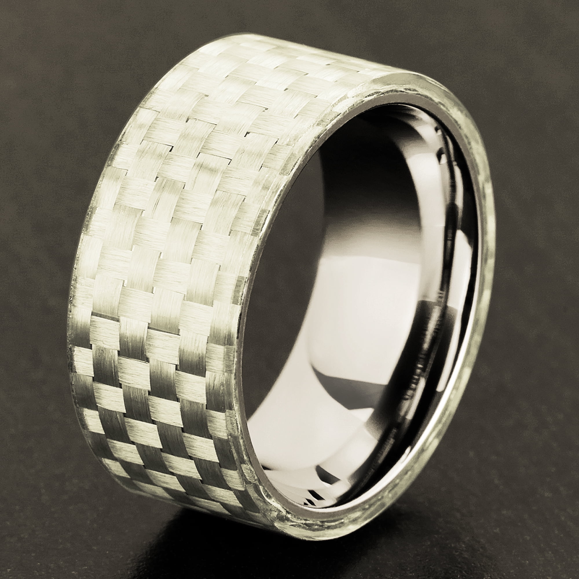 West Coast Jewelry Men's Carbon Fiber Overlay Stainless Steel Ring (10mm)