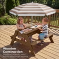 thumbnail image 6 of Best Choice Products Kids 3-in-1 Outdoor Sand and Water Activity Picnic Table with Umbrella - Walnut/Beige, 6 of 8