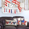 thumbnail image 4 of 4th of July Pillow Covers 18x18 inch Set of 2 Blue Big Stars Decor Red White Stripe Throw Pillow Cover Independence Day Decorative Cushion Cases for Home Sofa Couch Chair Living Room 112E, 4 of 6