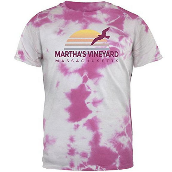 Beach Sun Martha's Vineyard Massachusetts Mens T Shirt Lightning Pink Tie Dye MD
