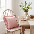 thumbnail image 2 of Yatlte Velvet Ruffle Throw Pillow Covers Couch, Decorative Pillowcases with Ruffles 18x18 Inch Solid Color Shabby Chic Farmhouse Cushion Cover for Living Room Sofa Bed, 2 of 6