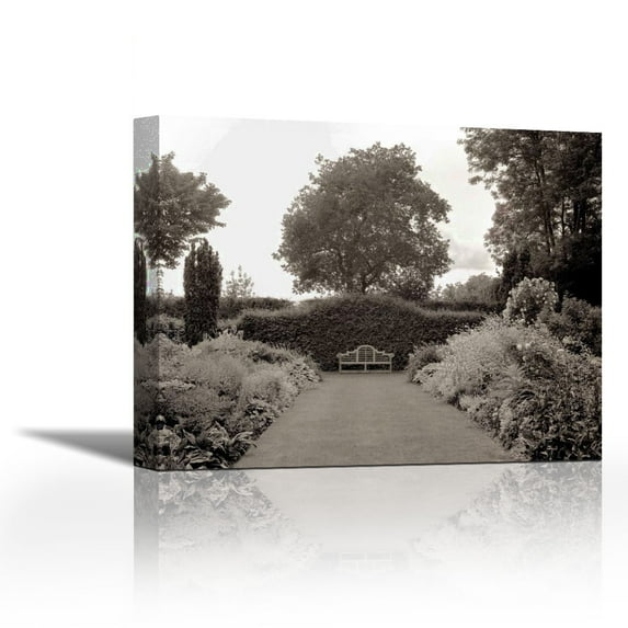 Banc de Jardin - 61 - Contemporary Fine Art Giclee on Canvas Gallery Wrap - wall décor - Art painting - 36 x 28 Inch - Ready to Hang