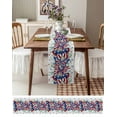 thumbnail image 3 of Blue Red Butterfly 4th of July Table Runner 70 Inches, Stars Independence Day Grey Plaid Bed Runner Dresser Scarves Tabletop for Indoor Outdoor Parties/Ceremony/Banquet, 13" x 70", 3 of 8