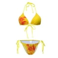 thumbnail image 2 of HOMBOM Womens Swimsuits High Cut Triangle Top Floral Print Athletic 3 Piece Bikini Bathing Suits for Young Women, 2 of 6