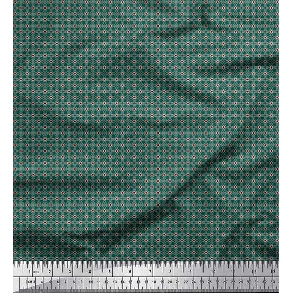 Soimoi Polyester Crepe Fabric Geometric Shirting Print Sewing Fabric Yard 42 Inch Wide