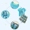 thumbnail image 5 of Baby Boys Outfits Summer Short Sleeve Cartoon Print T Shirt Tops Pocketed Shorts Kids Clothes Sky Blue 2 Years-3 Years, 5 of 7