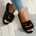 thumbnail image 6 of LIJCC Women Men Spooky Slides Halloween Spooky Slippers Jack O Lantern Pumpkin Soft Plush Cozy Open Toe Slippers Fuzzy Plush Winter Indoor Outdoor, 6 of 6