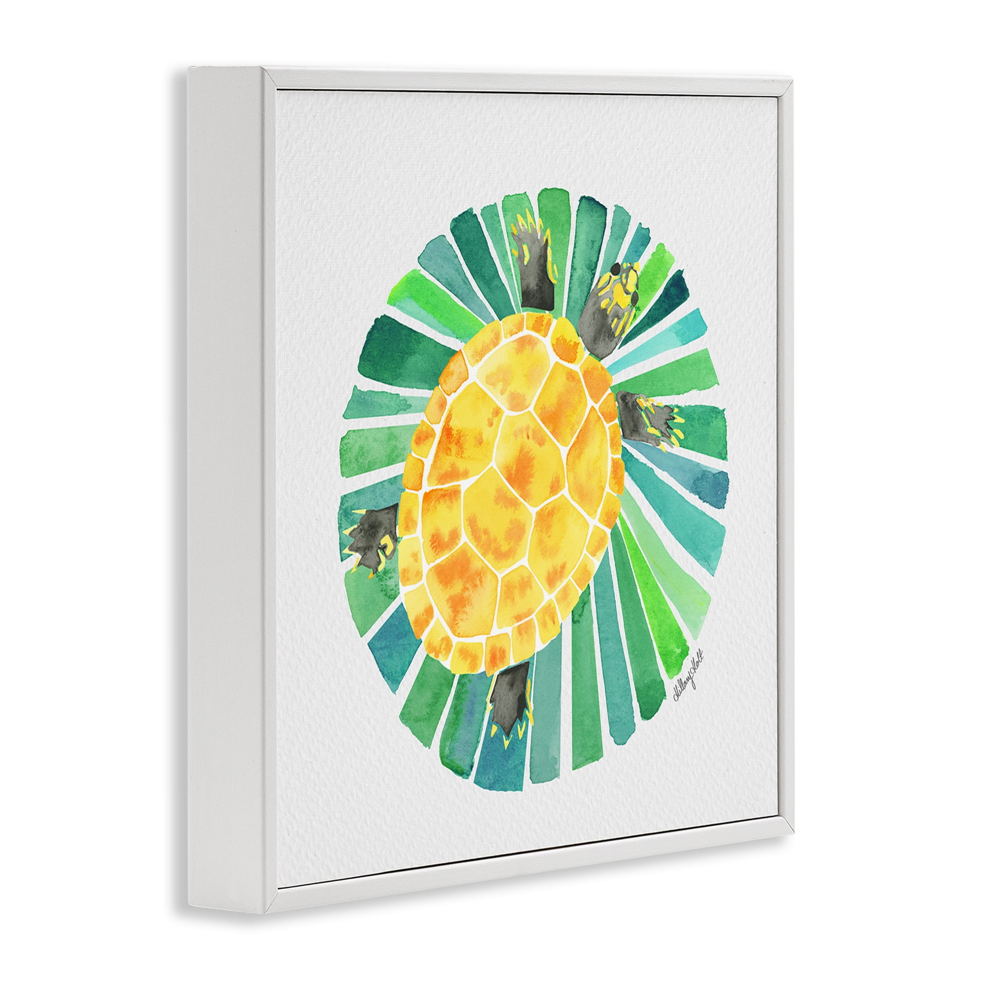 Stupell Industries Lotus Garden Turtle White Framed Giclee Art, design by Hillary Holt