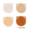 thumbnail image 3 of 4 Pack 4.3 Inch Ear Shape Rope Drink Pads Heat Protection With Storage Stand For Kitchen Table, 3 of 6