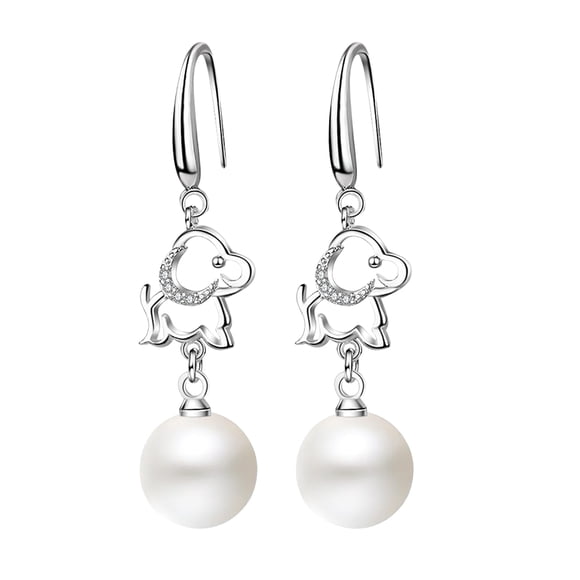 Puppy Pearl Earrings Animal Cute Dog Pearl Earrings Valentine's Day Earrings For Women Jewelry