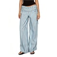 thumbnail image 4 of Women's Striped Wide Leg Pants Tie Waist Casual Flowy Trousers Summer Streetwear Beach Vacation Wear Sky Blue M, 4 of 7