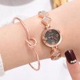 thumbnail image 4 of Reloj de cuarzo de moda para mujer, reloj de pulsera informal con diamantes de imitación, pulsera elegante, oro rosa y negro, 4 of 4