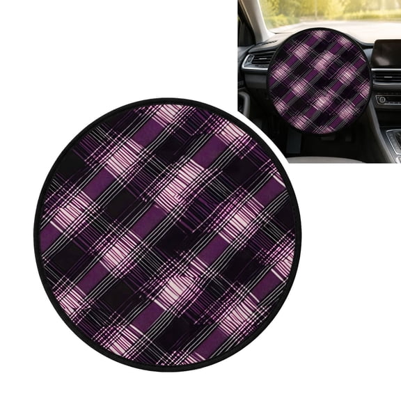 Steering Wheel Sunshade 17.7in Blocks Uv And Sunlight For Easy Storage Saving Space For Most Vehicles Argyle Plaid Darkorchid_4