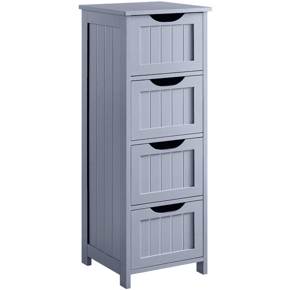 Renwick Slim Bathroom Floor Cabinet with 4 Drawers, Gray