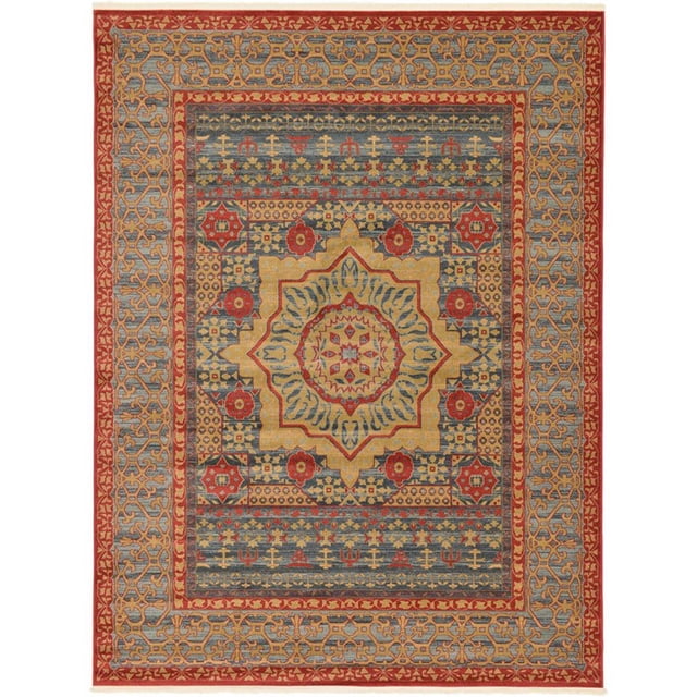 Unique Loom Palace Southwestern Rug 9' x 12' Rectangle Navy Blue/Light Blue