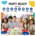 thumbnail image 6 of Party Solids Blue & Red Disposable Plates for Party Supplies - 100 Pcs (50-7" & 50-9") Dessert & Dinner Plate Set - Heavy Duty 350 GSM Plastic Dinnerware, 6 of 7