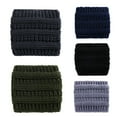 thumbnail image 3 of Anvazise Fashion Women Winter Ponytail Hole Hair Cap Elastic Woolen Knitted Hat Headwrap Army Green, 3 of 11