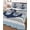 Blue,Gray, variant on Full Size Quilt Bedding Set, Nautical Anchor Reversible Summer Quilt 3 Pieces, Ocean Grey Blue Stripes Modern Simplistic Lightweight Bedspreads Coverlets with 2 Pillow Shams for All Seasons