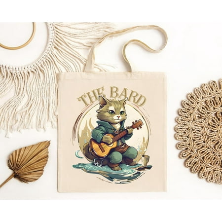 vintage RPG Bard Cat Tote Bag  Anime Kitty Player Class Bag  D&D Clothing  Fantasy Character Class T Bag  Role Playing Game   Musician Gift-TH18299