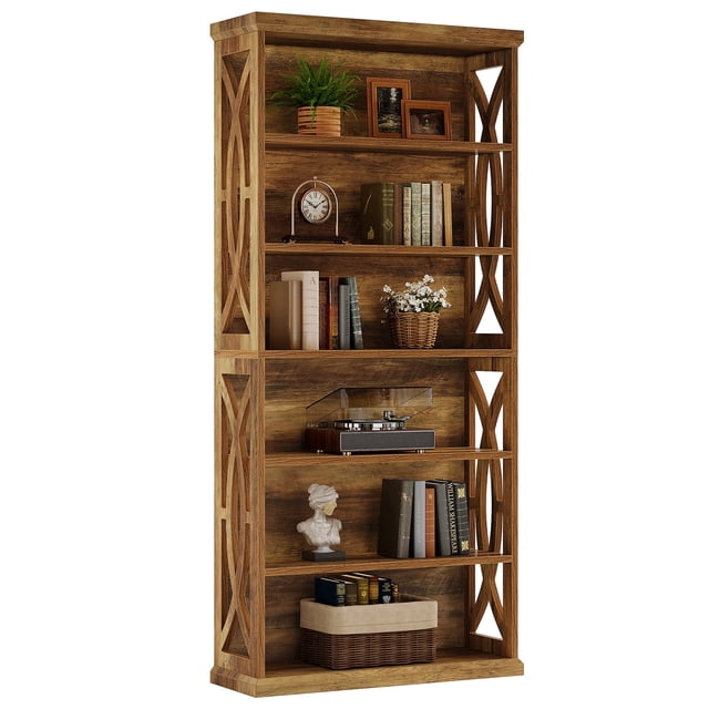 Fnova 71" 6-Tier Tall Storage Shelf Unit, Large Capacity Open Bookcase Display Shelving for Living Room Bedroom Home Office Entryway