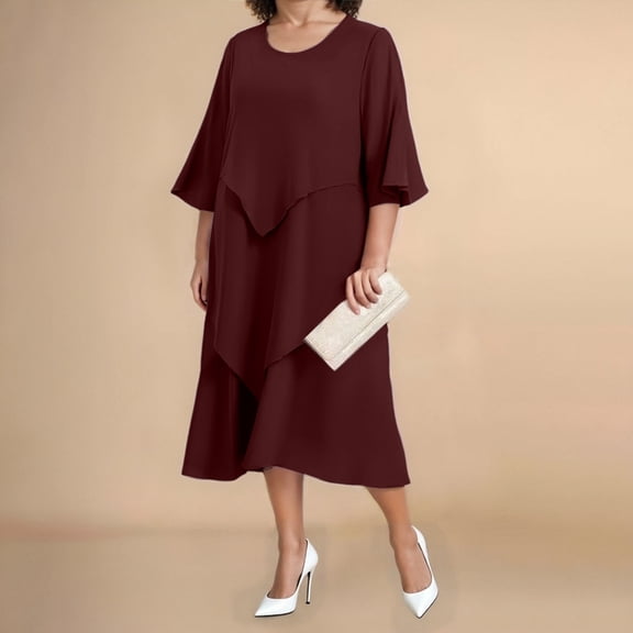 Women's Summer Dress Patchwork Chiffon Round Neck Short Sleeved Dress Long Casual Dress for Women Short T Shirt Dresses for Women Long Summer Dress Womens Dresses with Split Beach Outfit Womens
