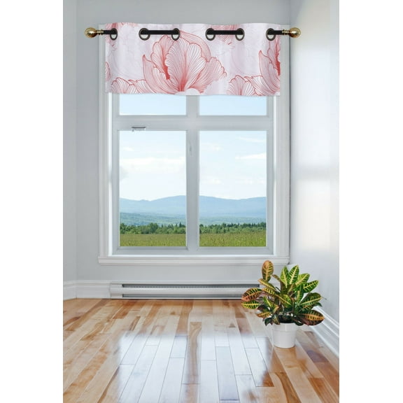 LUXURY VALANCE KITCHEN BATHROOM DÉCOR WINDOW BIG FLOWER FLORAL RED PRINT DESIGN BLACKOUT LINED VALANCE GROMMEST SIZE 37" WIDE X 18" LENGTH