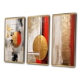 thumbnail image 3 of Designart "Redemption under the Full Moon Gold and Red Abstract II" Abstract Painting Framed Wall Art Set Of 3 - Gold Modern Frame Canvas Set For Living Room Decor, 3 of 6