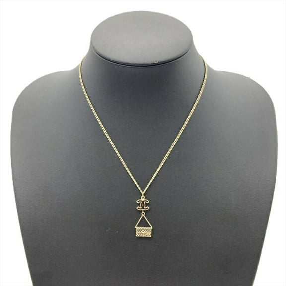 Pre-Owned CHANEL Coco Mark Matelasse Necklace Metal 09A Gold Bag Motif Women's... (Good)