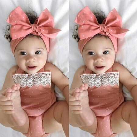 

Toddler Girls Baby Romper Jumpsuit Playsuit Headband Clothes Outfits Set
