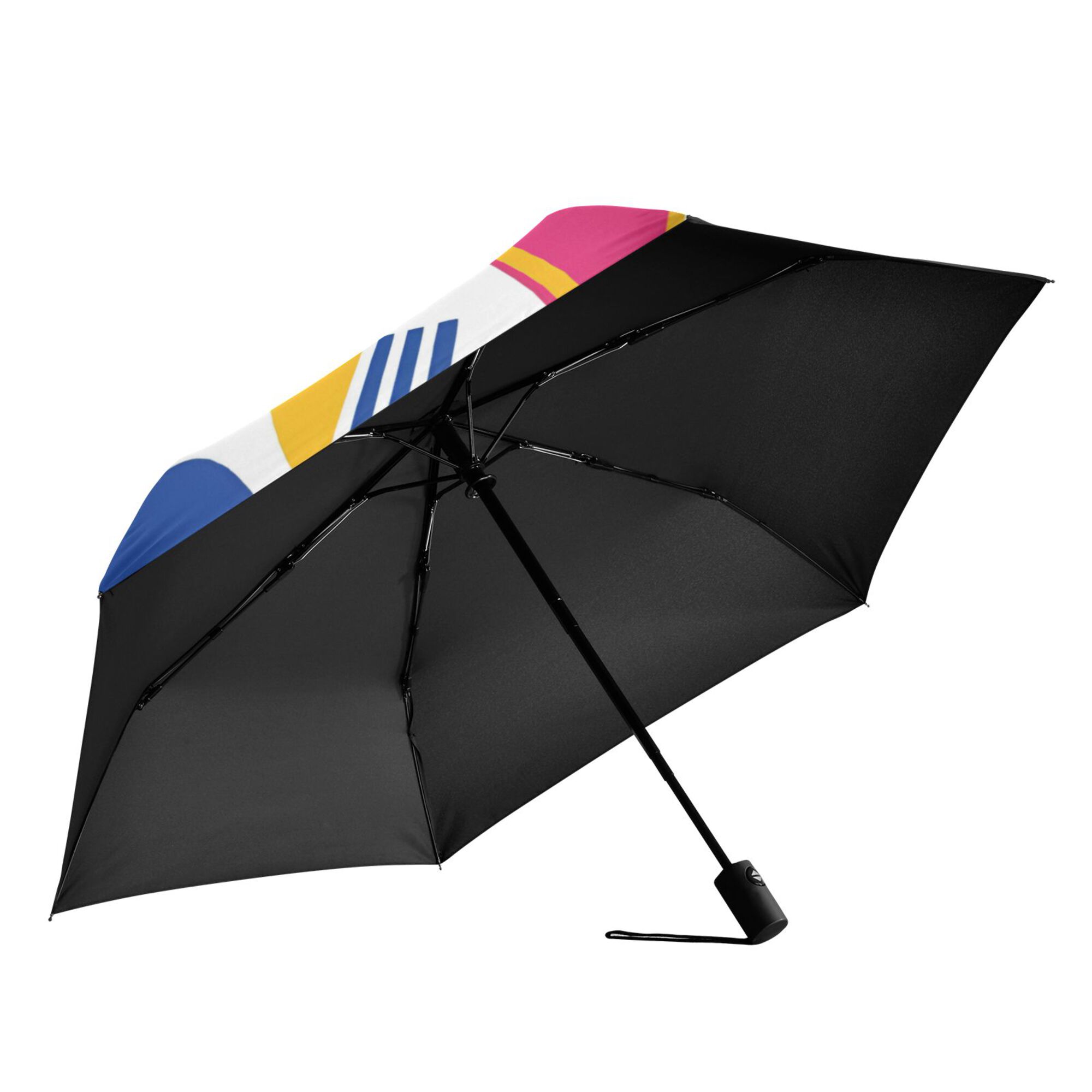 FORMRS Travel Umbrella Folding Auto Open Close Windproof Rain UV Protection, Green Retro Shapes