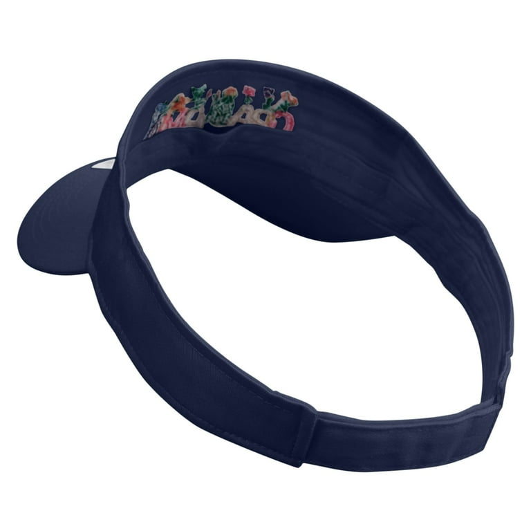 Grandma with Flowers Embroidered Cotton Twill Sun Visor - Navy