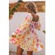 thumbnail image 1 of ABPHQTO Vestido floral escalonado de manga hinchada con cuello cuadrado amarillo para mujer, 1 of 5