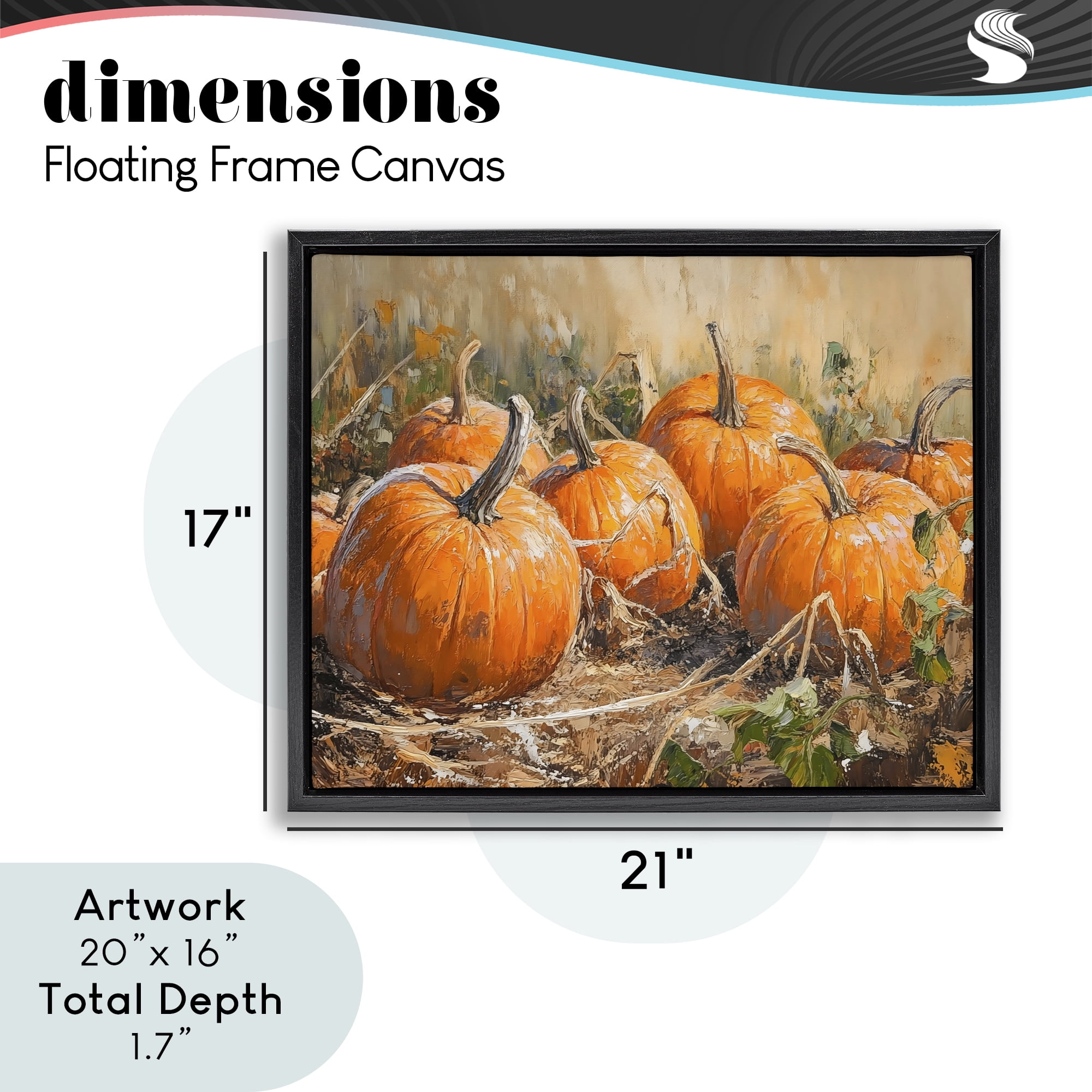 Stupell Industries Pumpkin Patch Autumn Harvest Scene Black Framed Floater Canvas Wall Art, design by Nini Art