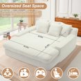 thumbnail image 2 of Dinosisco Oversized Deep Seat Lazy Sofa with 5 Pillows, Chenille 2-Seater Couch for Living Room, White, 2 of 8