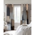 thumbnail image 3 of Grey Brown Abstract Blackout Curtains 45 Inches Long for Bedroom, Oil Painting Color Blocks Thermal Insulated Room Darkening Black Out Window Curtain Panels Grommet Drapes for Living Room, 3 of 8
