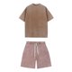 thumbnail image 1 of Trajes para Hombres Traje de Ajuste Clásico Verano Cuello Redondo Pantalones Cortos de Manga Corta Traje Dividido de Algodón Lavado, 1 of 9
