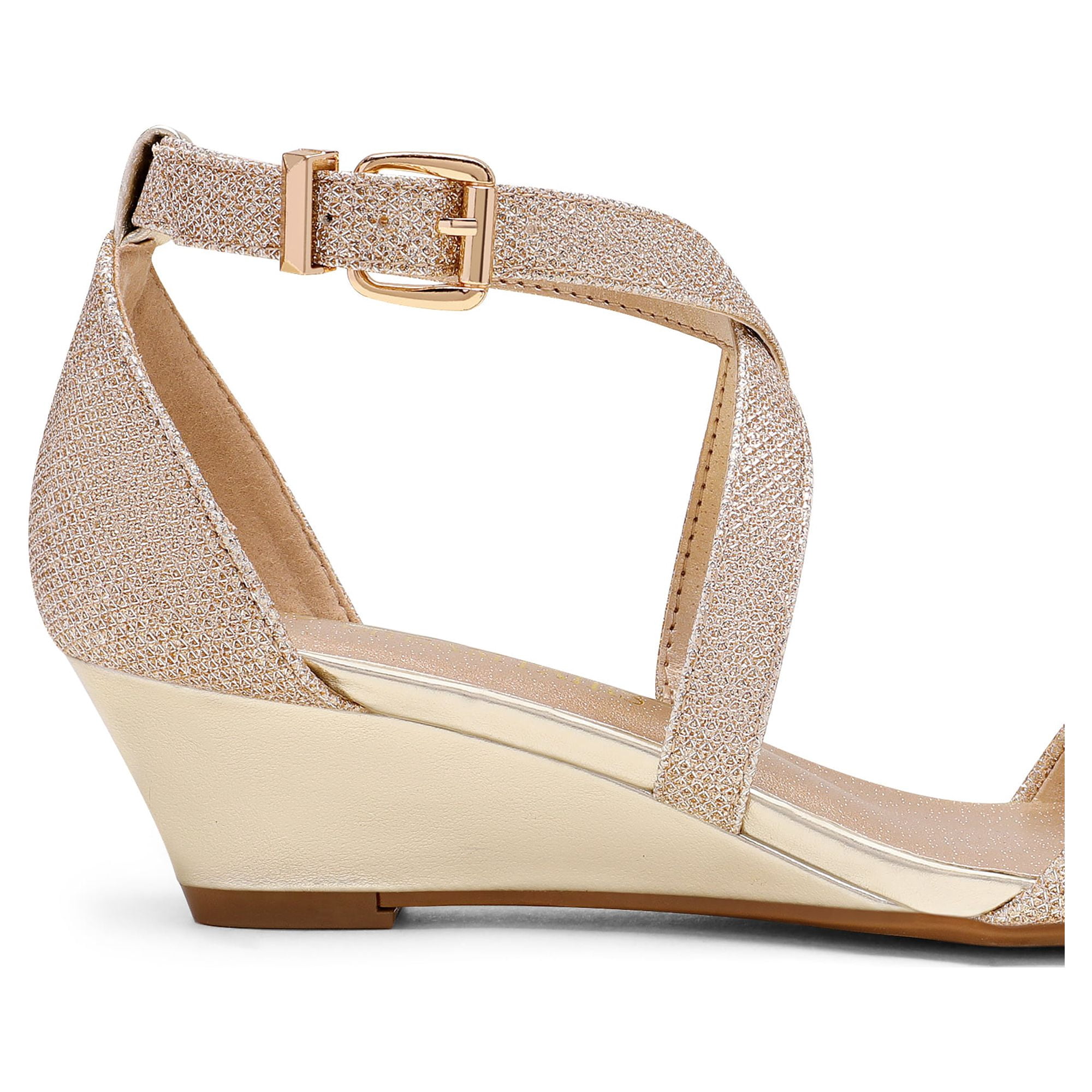 BURUDANI Women's Casual Dress Shoes Ankle Strap Low Wedge Sandals Fashion  Open Toe Sandals GOLD Size 6.5 wide available - Walmart.com