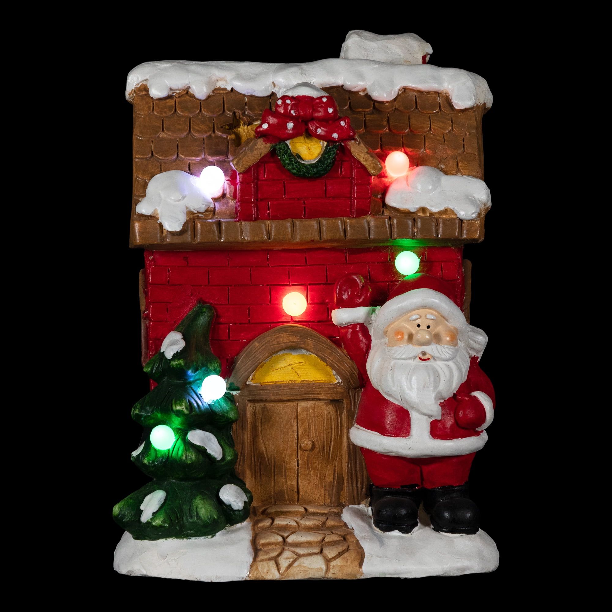 16" Christmas Morning LED Lighted Christmas House with Santa Musical Christmas Tabletop Figure