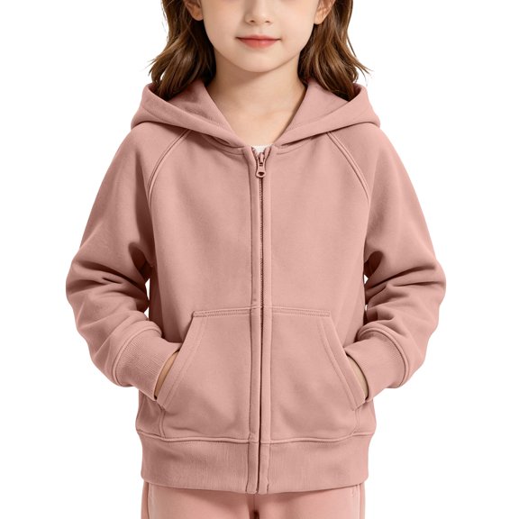 Cethrio Girls Cotton Zip up Hoodies Size 10-12, Long Sleeve Outdoor Lightweight Casual Fall Jackets with Pockets Pink