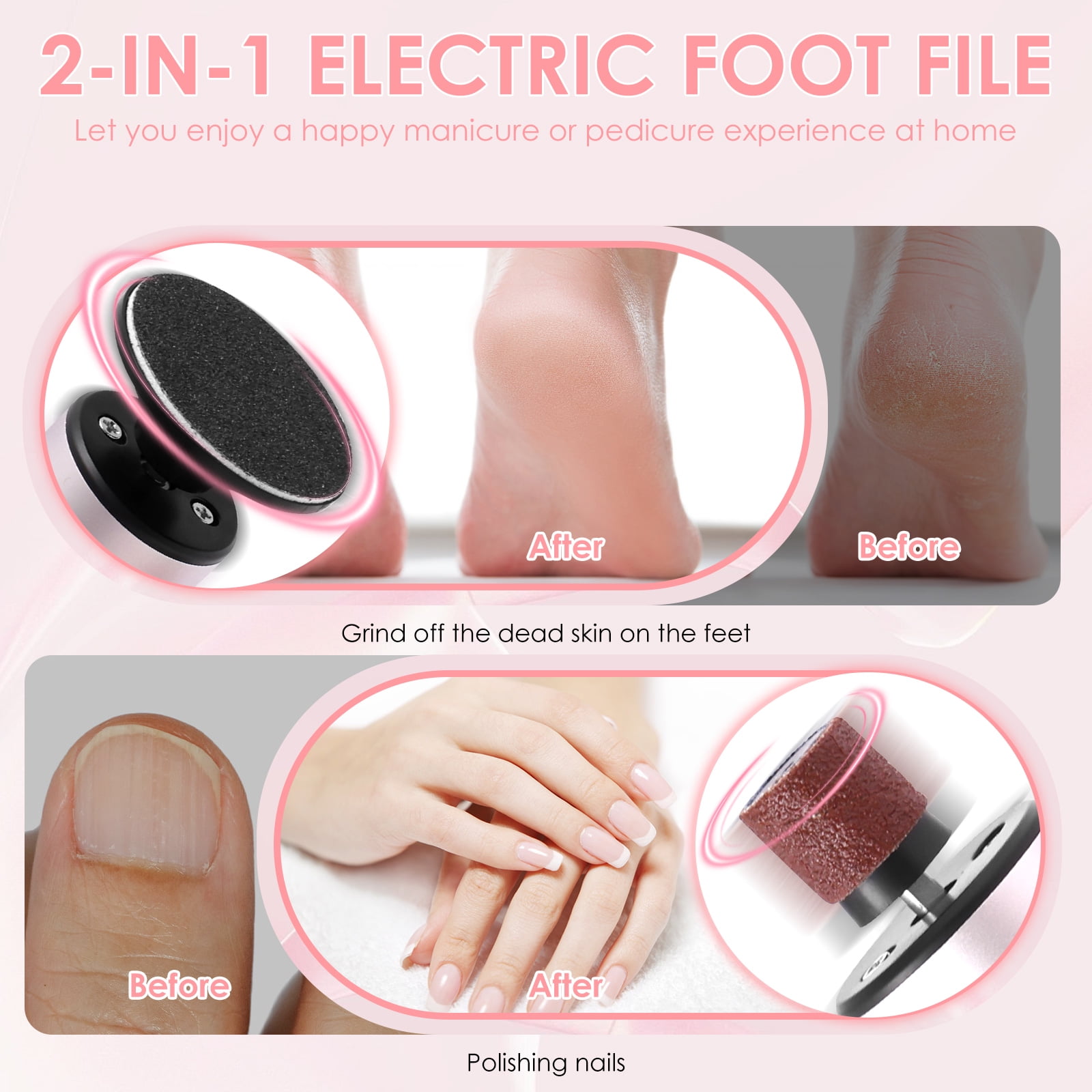 Threns Electric Callus Remover with Foldable Adjustable 9 Speed Professional Pedicure Device Versatile Foot Callus Remover with Interchangeable Grinding Head for Dead Hard Skin