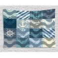 thumbnail image 1 of Nautical Decor Tapestry, Marine Wave Patterns in Patchwork Style Boxes Squares Navy Striped Print, Wall Hanging for Bedroom Living Room Dorm Decor, 60W X 40L Inches, Blue Beige, by Ambesonne, 1 of 2