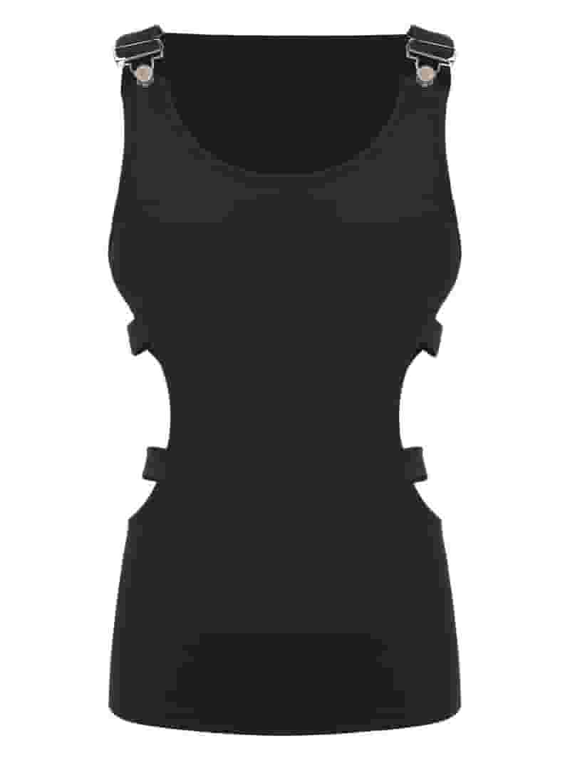 【NONCODE】Core Strap Sleeveless T-Shirt Set Yeahdor Mens Hollow Out Side Ribbed Tank Top Compression