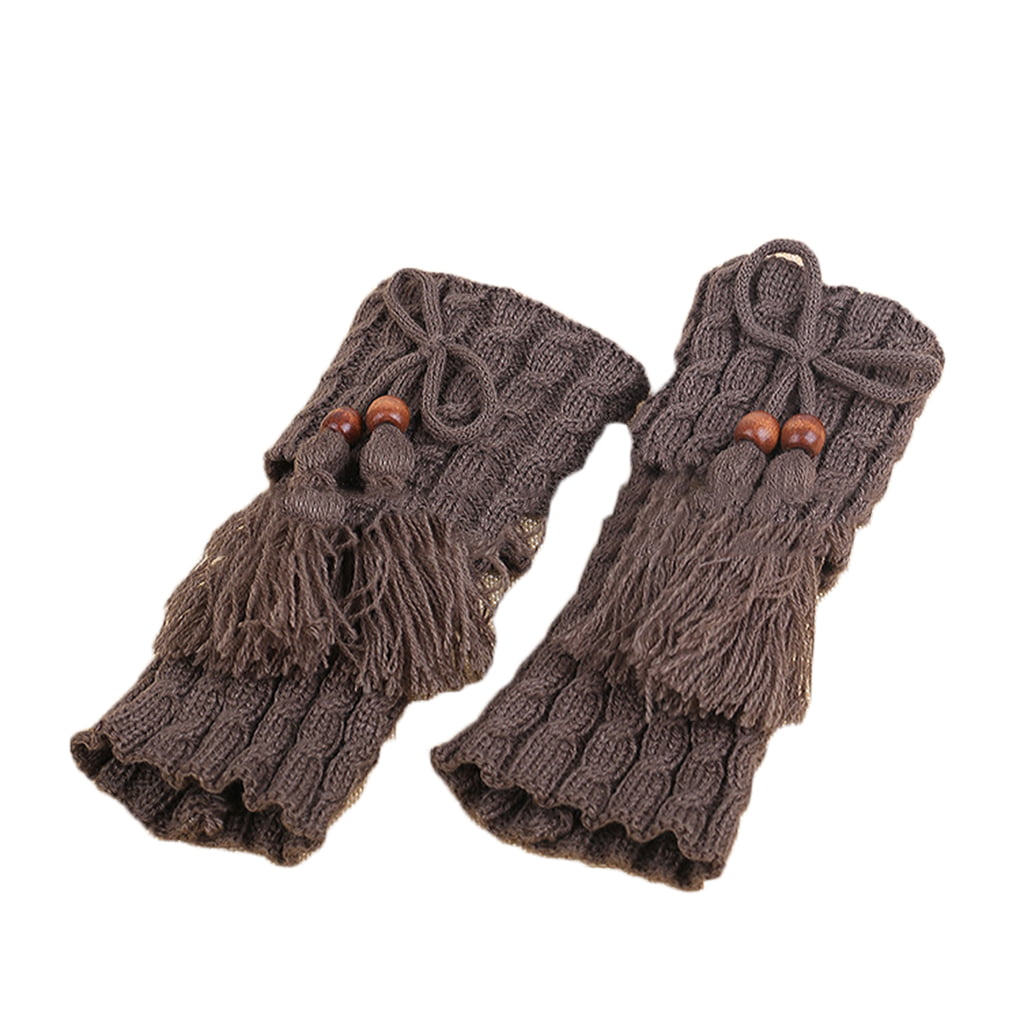 Women Winter Crochet Knit Fur Trim Leg Warmers Cuffs Toppers Boot Socks Lady DS3 