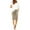 Khaki, variant on Bermuda Shorts for Women Knee Length Lightweight Elastic Waist Cotton Linen Straight Leg Casual Shorts with Pockets
