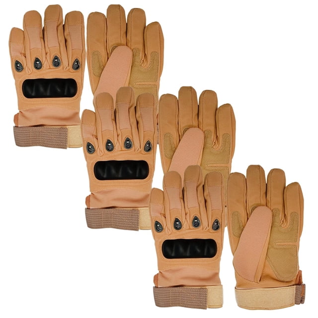 Guantes antideslizantes PhantomGrip 3Pares L Caqui 130mm x 240mm Cuero Sintético PVC Nailon y Microfibra.