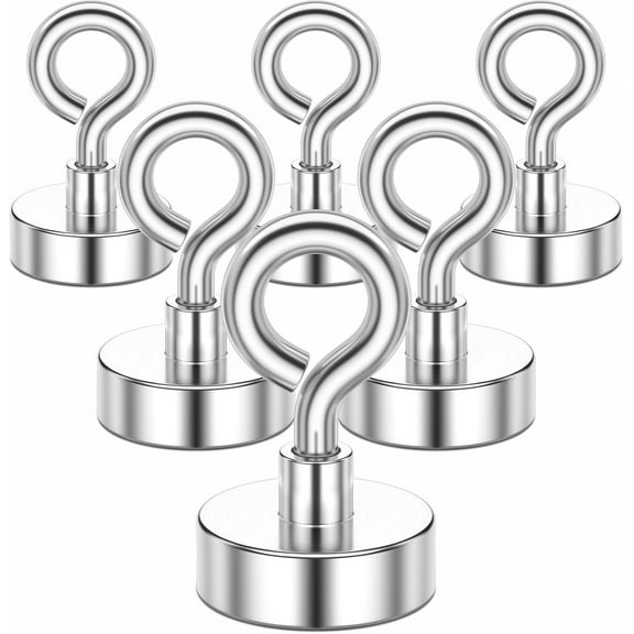 FINDMAG Magnet Hooks, 6 Pack N52 Grade Magnetic Hooks for Hanging, Sheep Eye Magnetic Hooks for Cruise Cabins, Grill, Home, Camping Accessories (28 lbs)