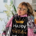 thumbnail image 3 of Throw Blanket Birthday Gifts for Women Friendship Blanket Purple 60"x50", Happy Birthday Decorations for Women, Womens Birthday Gift Ideas for Her Friend Mom Sister Grandma Wife, 3 of 5